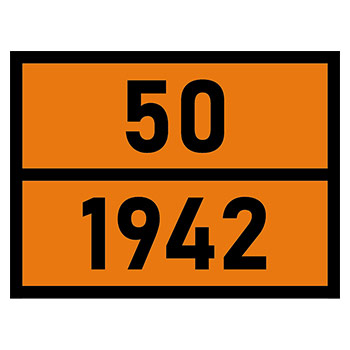 Табличка «Опасный груз 50-1942», Аммония нитрат (аммиачная селитра) (светоотражающий металл, 400х300 мм)